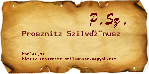 Prosznitz Szilvánusz névjegykártya